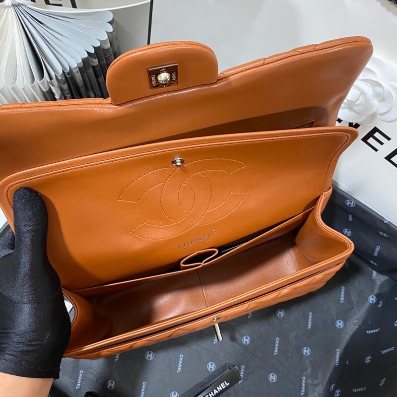 CHLLarge Classic Handbag Silver Hardware Brown For Women, Women’s Handbags, Shoulder Bags 11.8in/30cm