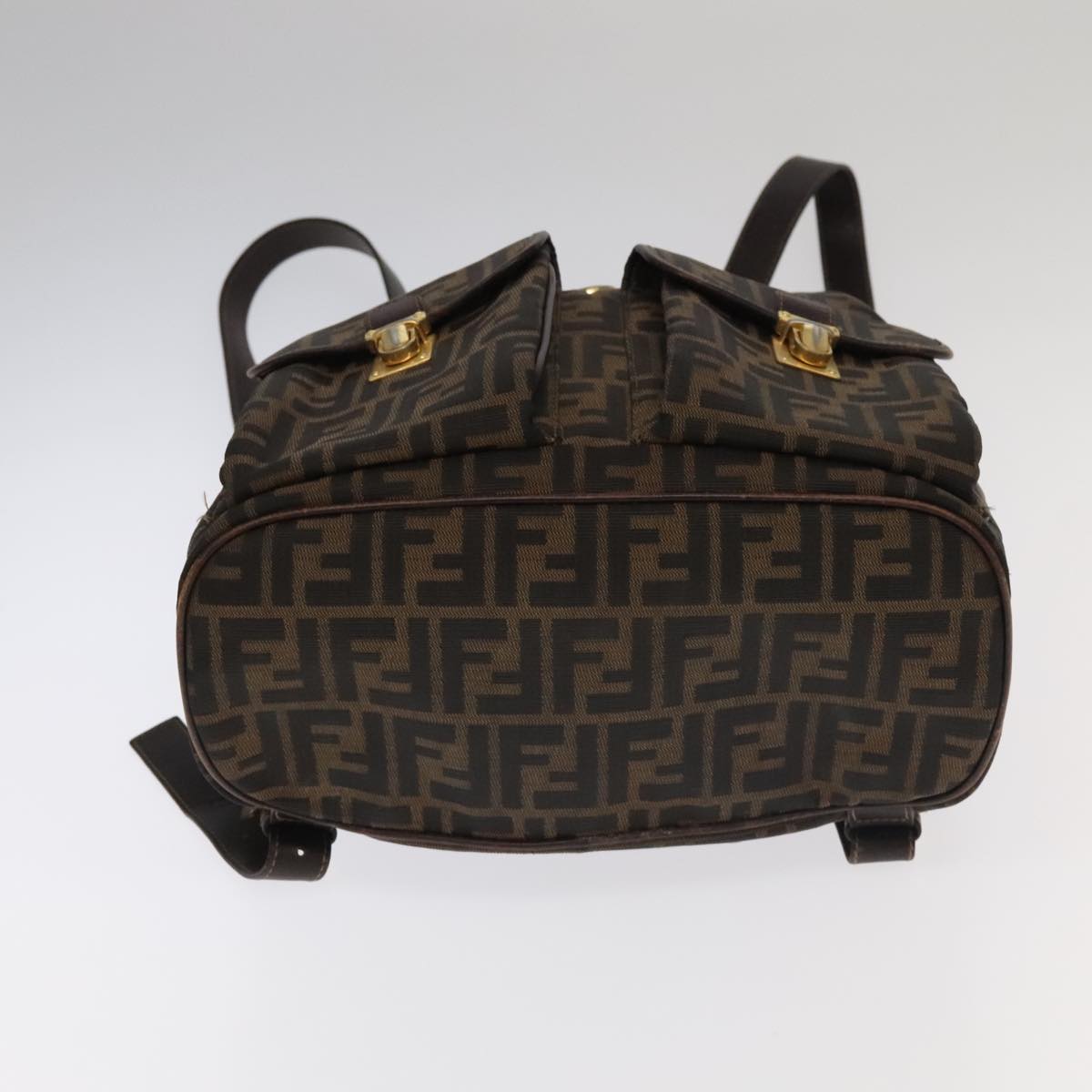 FENDI Zucca Canvas Backpack Brown Black gold 91551