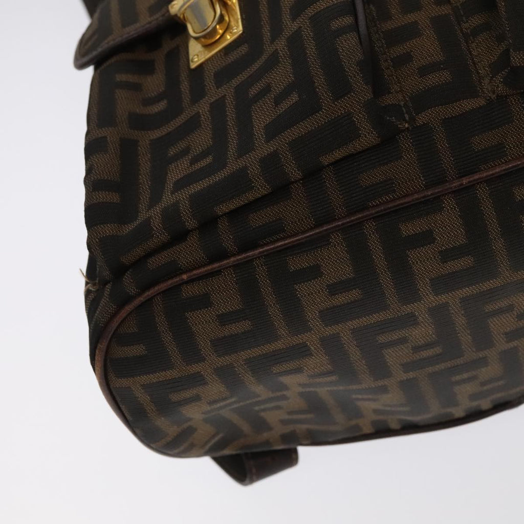 FENDI Zucca Canvas Backpack Brown Black gold 91551