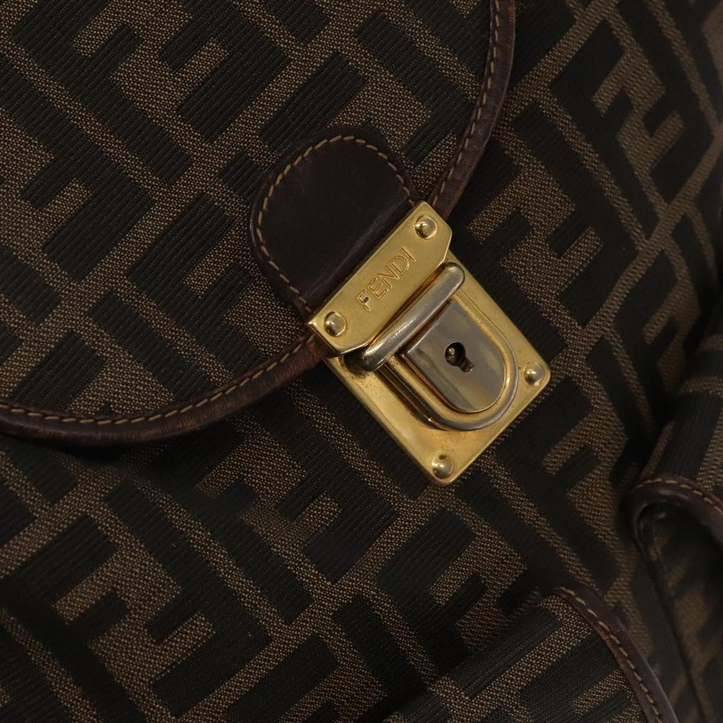 FENDI Zucca Canvas Backpack Brown Black gold 91551