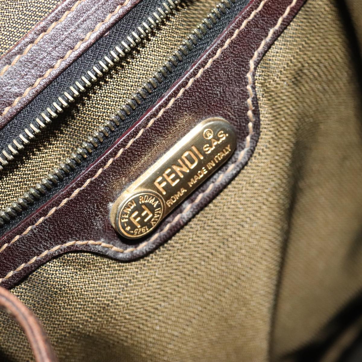 FENDI Zucca Canvas Backpack Brown Black gold 91551