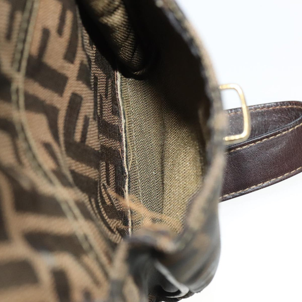 FENDI Zucca Canvas Backpack Brown Black gold 91551