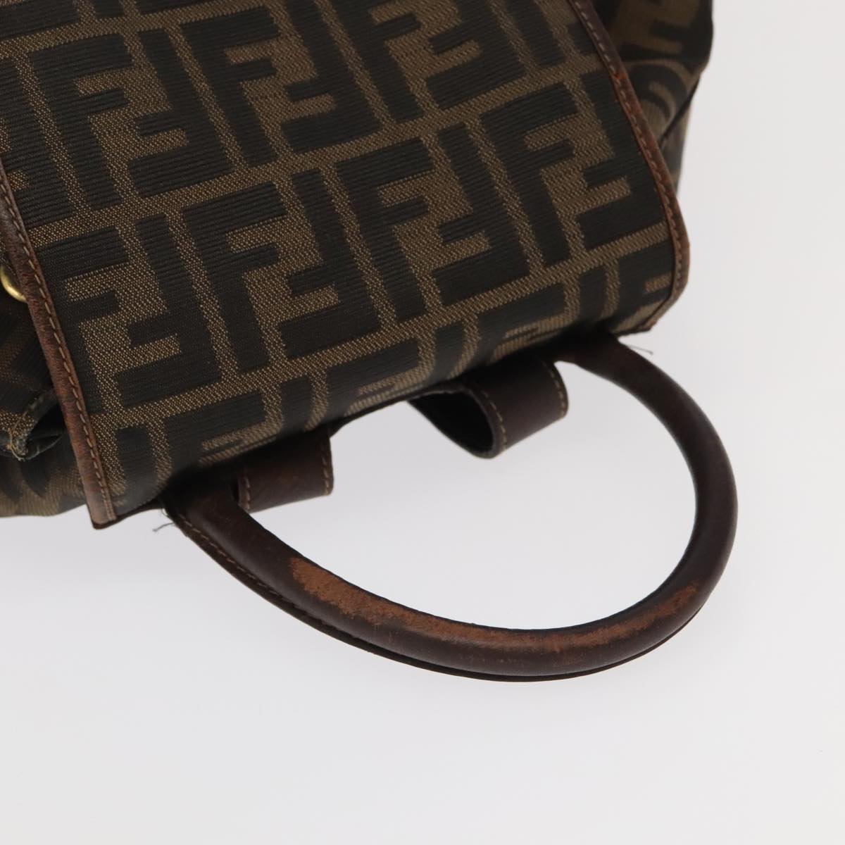 FENDI Zucca Canvas Backpack Brown Black gold 91551
