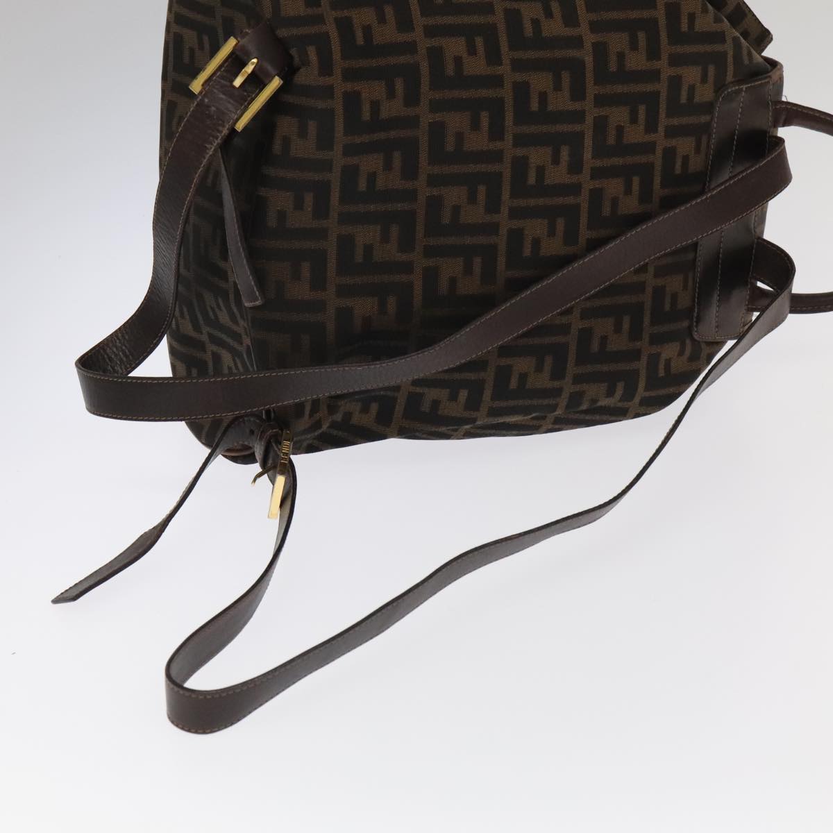 FENDI Zucca Canvas Backpack Brown Black gold 91551