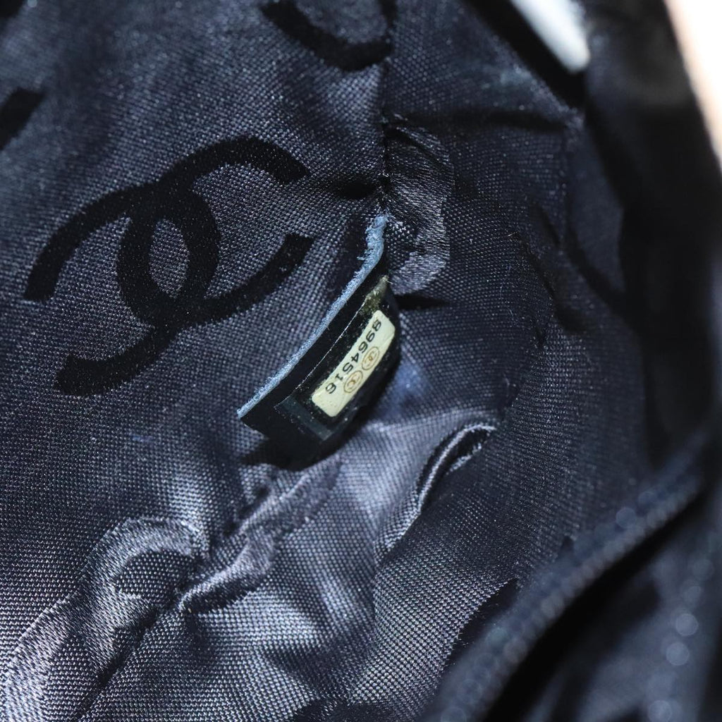 CHANEL Cambon Line Accessory Pouch Leather Black Beige CC 91552A