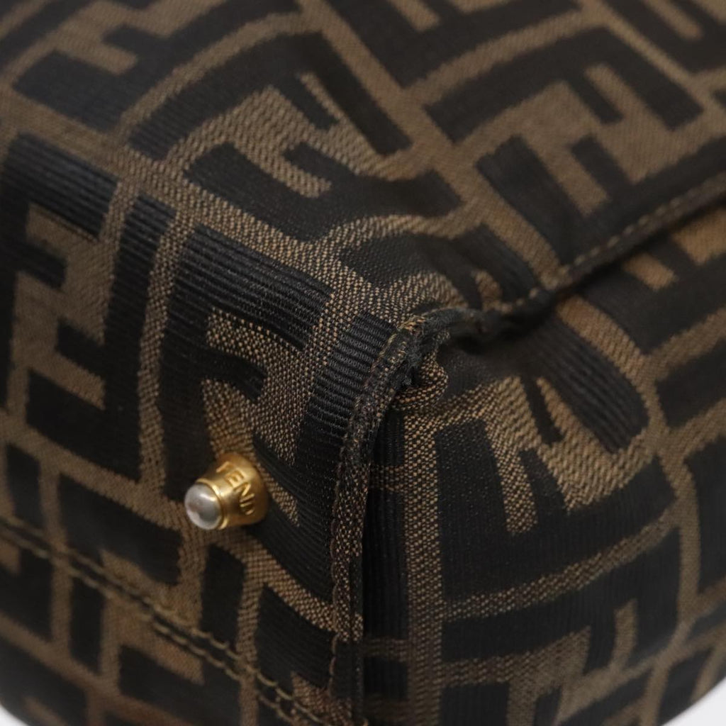 FENDI Zucca Canvas Hand Bag Brown 91561