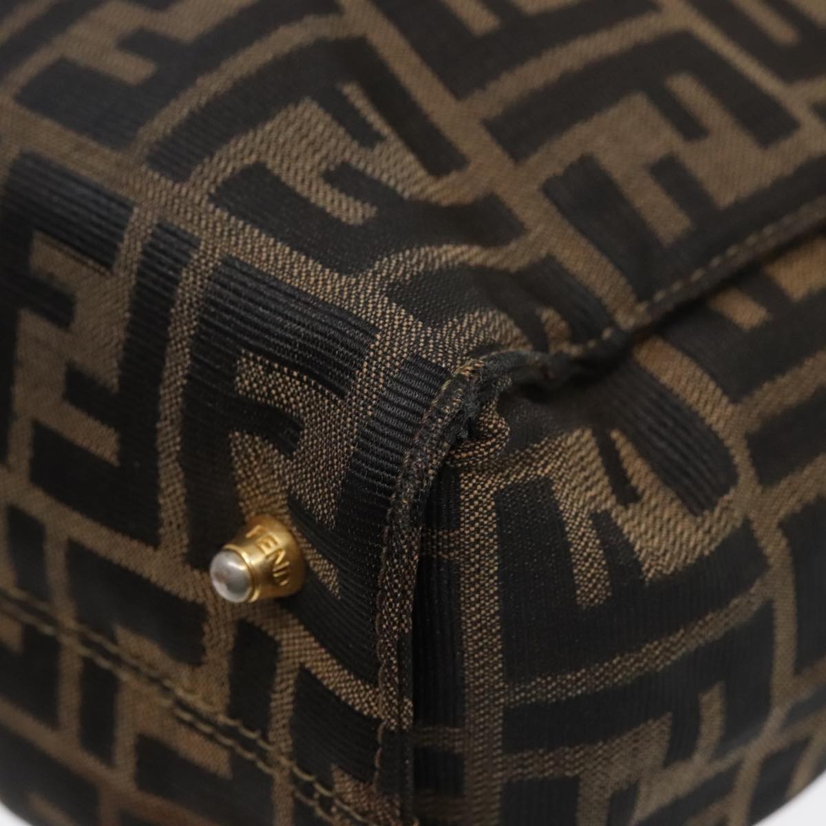FENDI Zucca Canvas Hand Bag Brown 91561