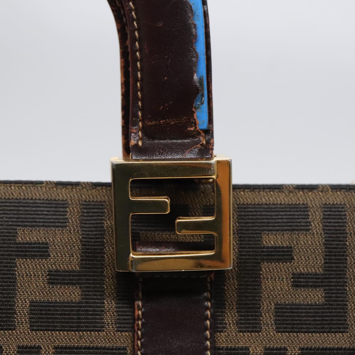 FENDI Zucca Canvas Hand Bag Brown 91561