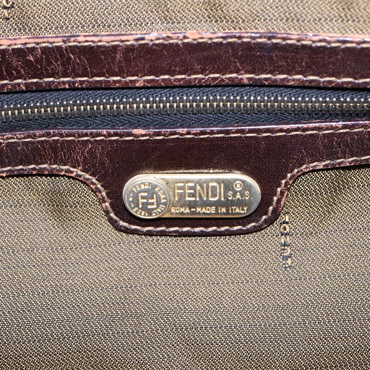 FENDI Zucca Canvas Hand Bag Brown 91561
