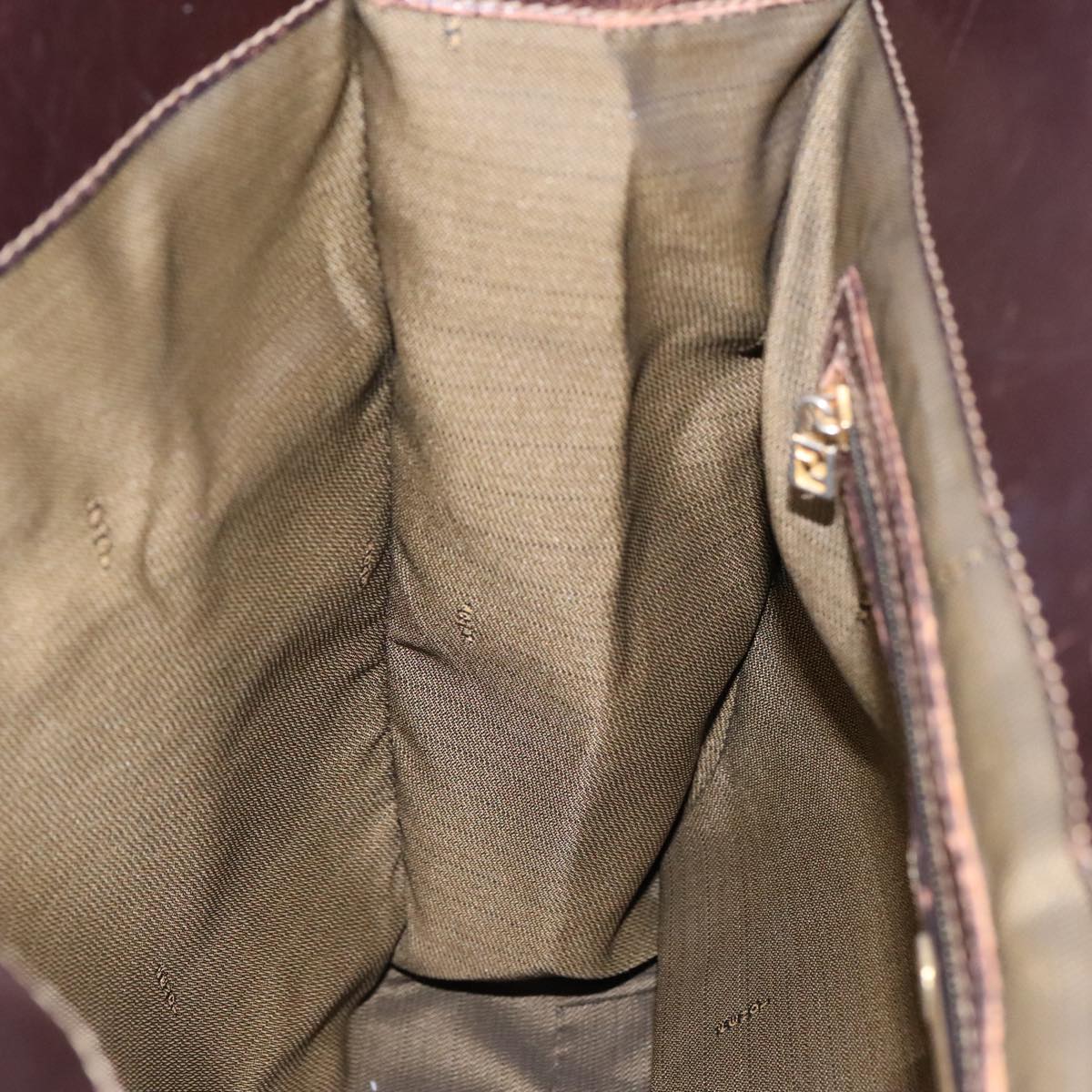 FENDI Zucca Canvas Hand Bag Brown 91561