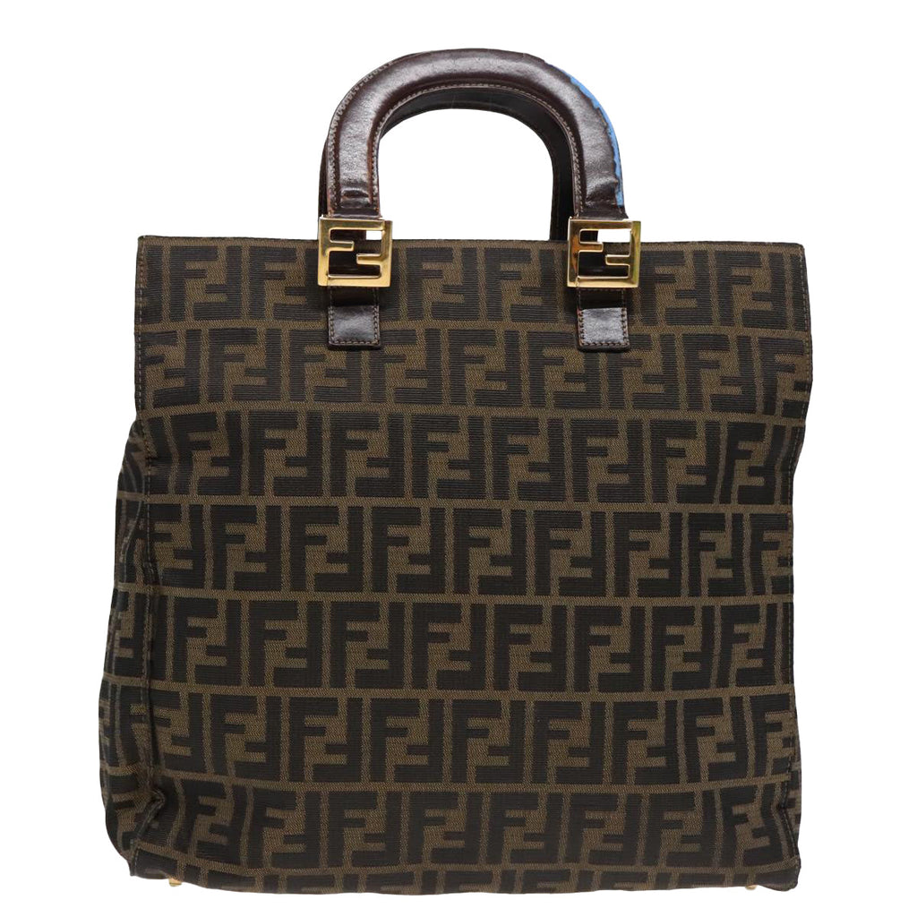 FENDI Zucca Canvas Hand Bag Brown 91561