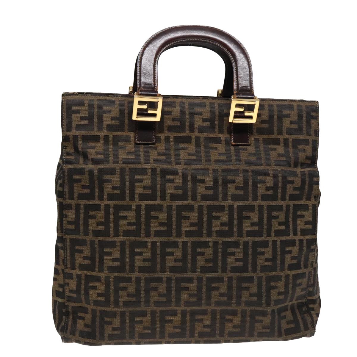 FENDI Zucca Canvas Hand Bag Brown 91561