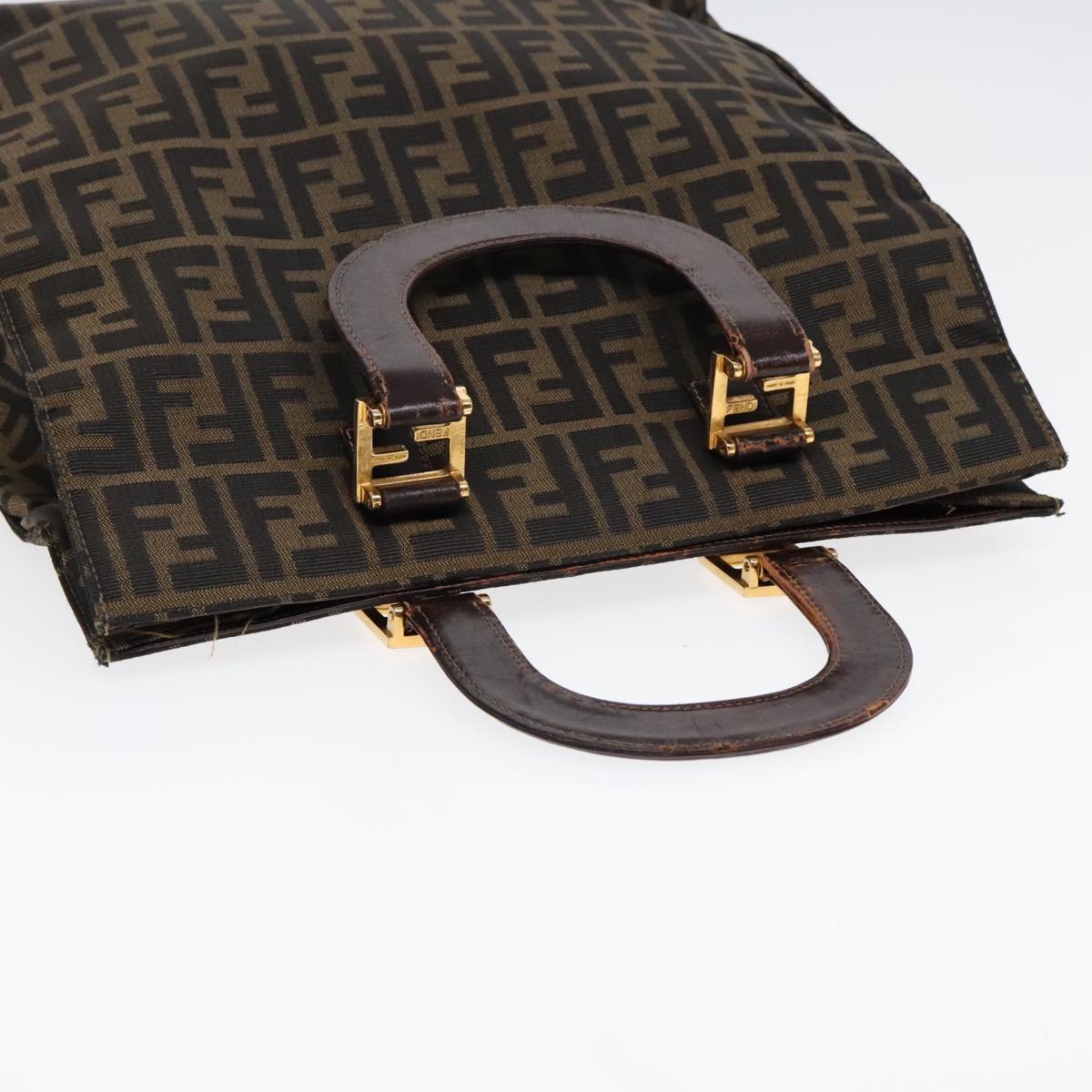 FENDI Zucca Canvas Hand Bag Brown 91561