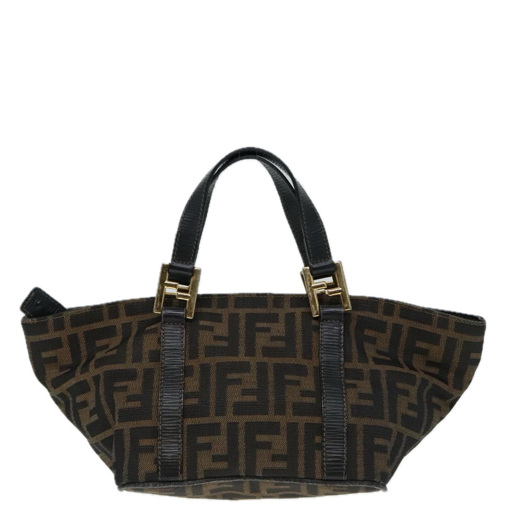 FENDI Zucca Canvas Hand Bag Brown 91562