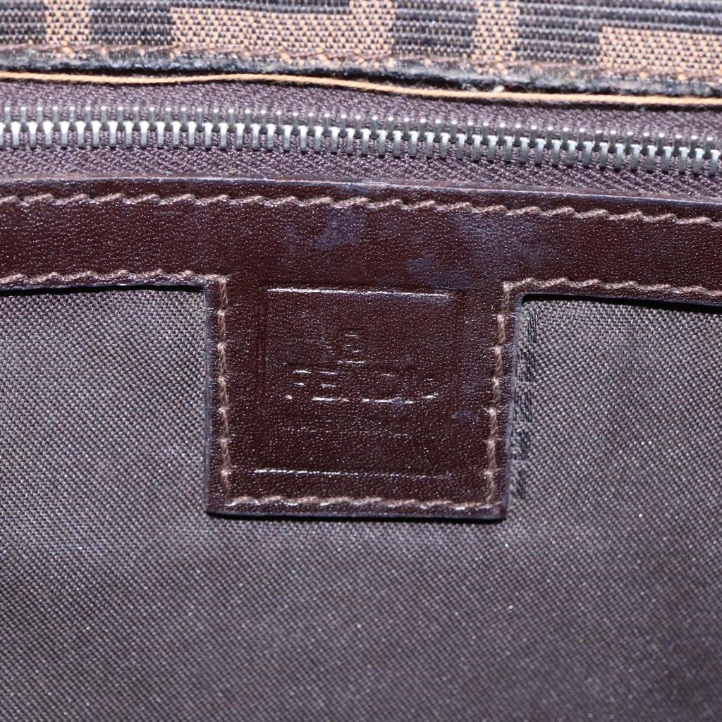 FENDI Zucca Canvas Clutch Bag Brown Black Silver 91625