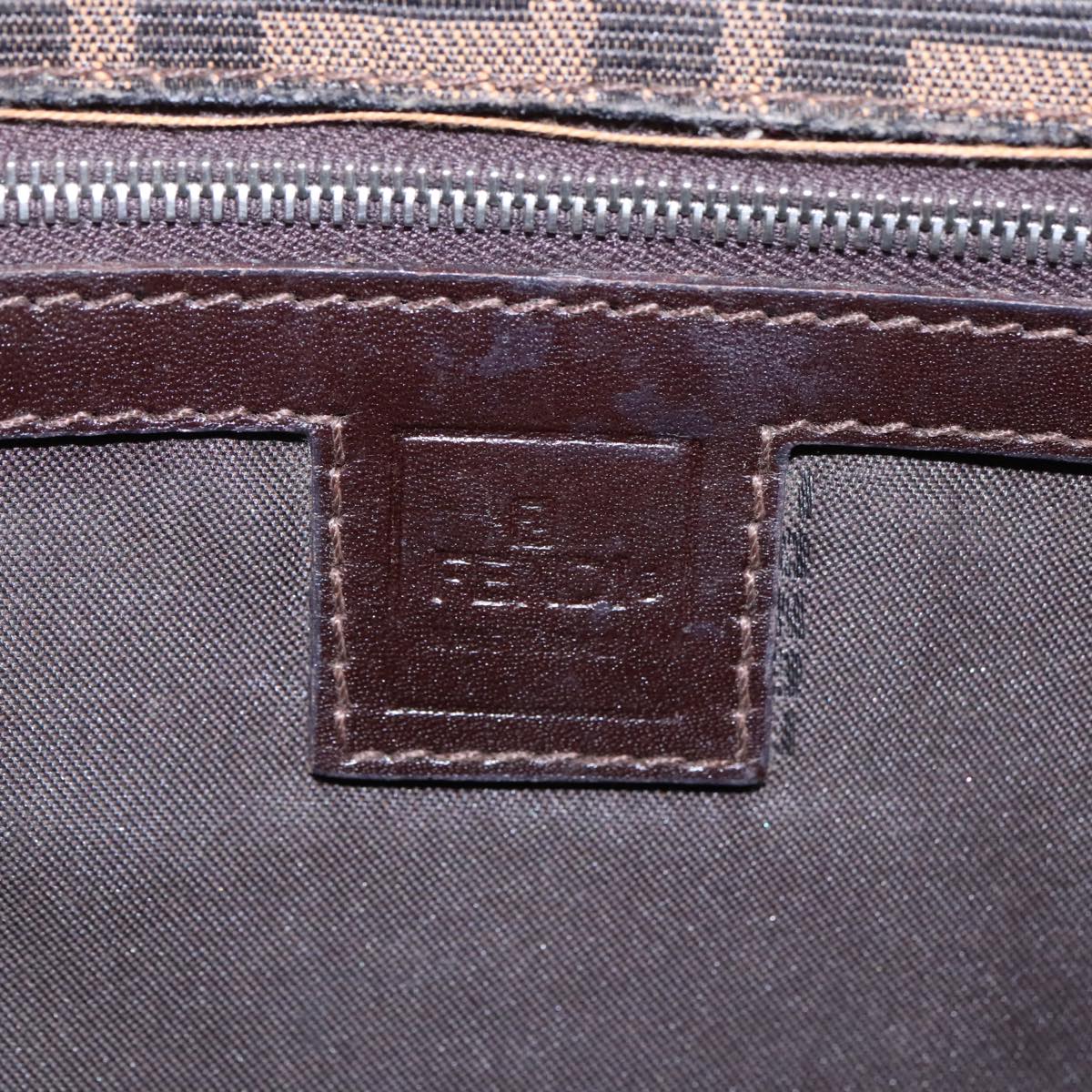 FENDI Zucca Canvas Clutch Bag Brown Black Silver 91625