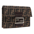 FENDI Zucca Canvas Clutch Bag Brown Black Silver 91625