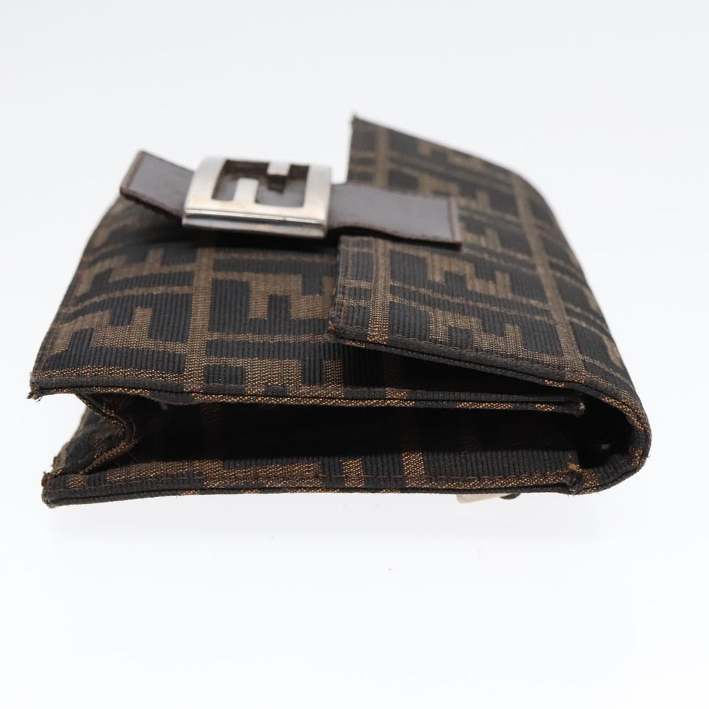 FENDI Zucca Canvas Clutch Bag Brown Black Silver 91625