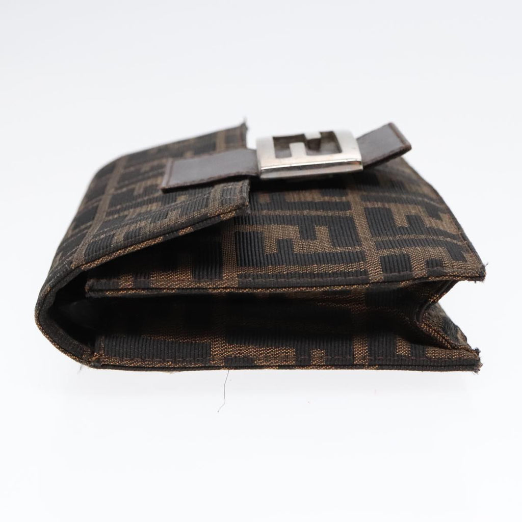 FENDI Zucca Canvas Clutch Bag Brown Black Silver 91625