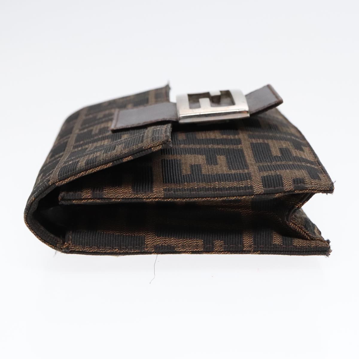 FENDI Zucca Canvas Clutch Bag Brown Black Silver 91625