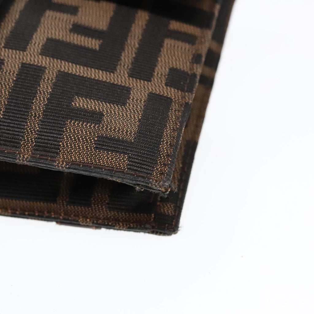 FENDI Zucca Canvas Clutch Bag Brown Black Silver 91625