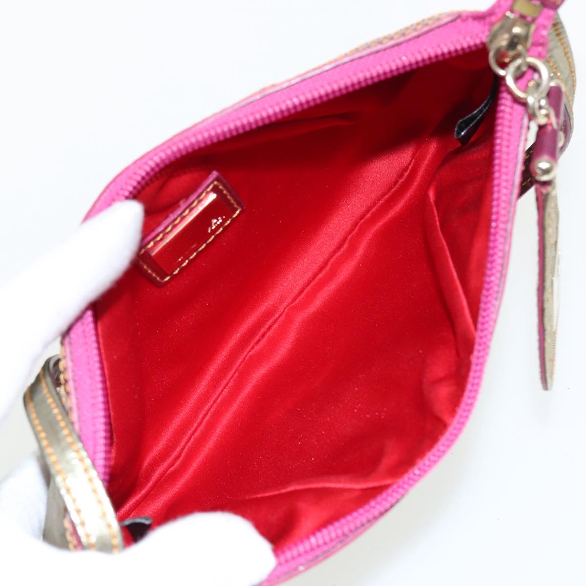 FENDI Zucchino Canvas Accessory Pouch Gold 91634
