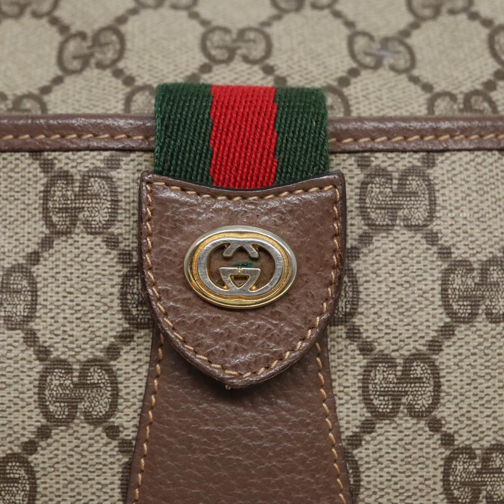 GUCCI GG Supreme Web Sherry Line Shoulder Bag PVC Beige 001 754 6177 91653