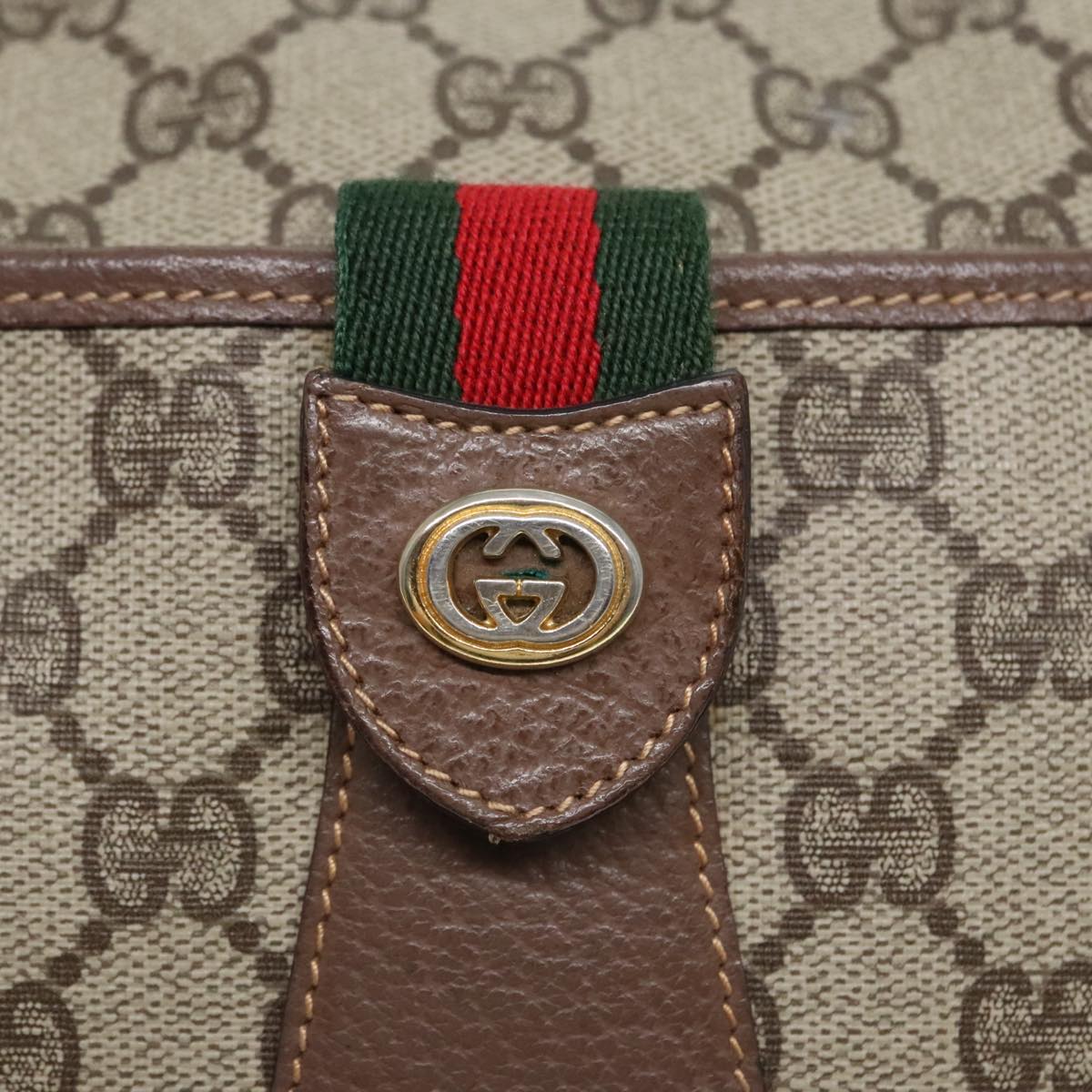 GUCCI GG Supreme Web Sherry Line Shoulder Bag PVC Beige 001 754 6177 91653