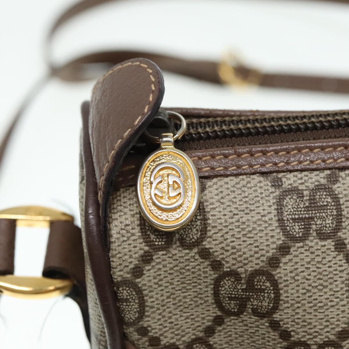 GUCCI GG Supreme Web Sherry Line Shoulder Bag PVC Beige 001 754 6177 91653