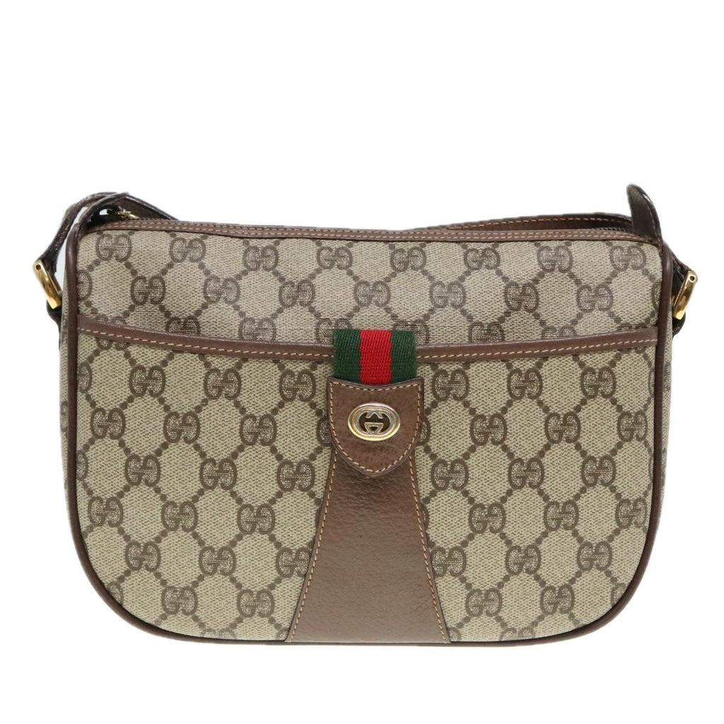 GUCCI GG Supreme Web Sherry Line Shoulder Bag PVC Beige 001 754 6177 91653