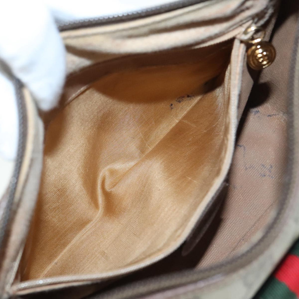 GUCCI GG Supreme Web Sherry Line Shoulder Bag PVC Beige 001 754 6177 91653