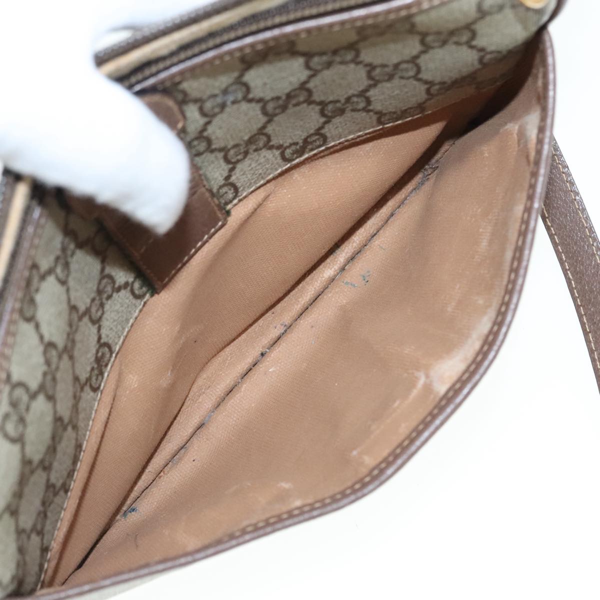 GUCCI GG Supreme Web Sherry Line Shoulder Bag PVC Beige 001 754 6177 91653