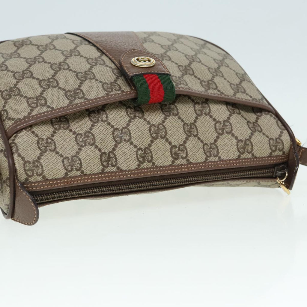 GUCCI GG Supreme Web Sherry Line Shoulder Bag PVC Beige 001 754 6177 91653