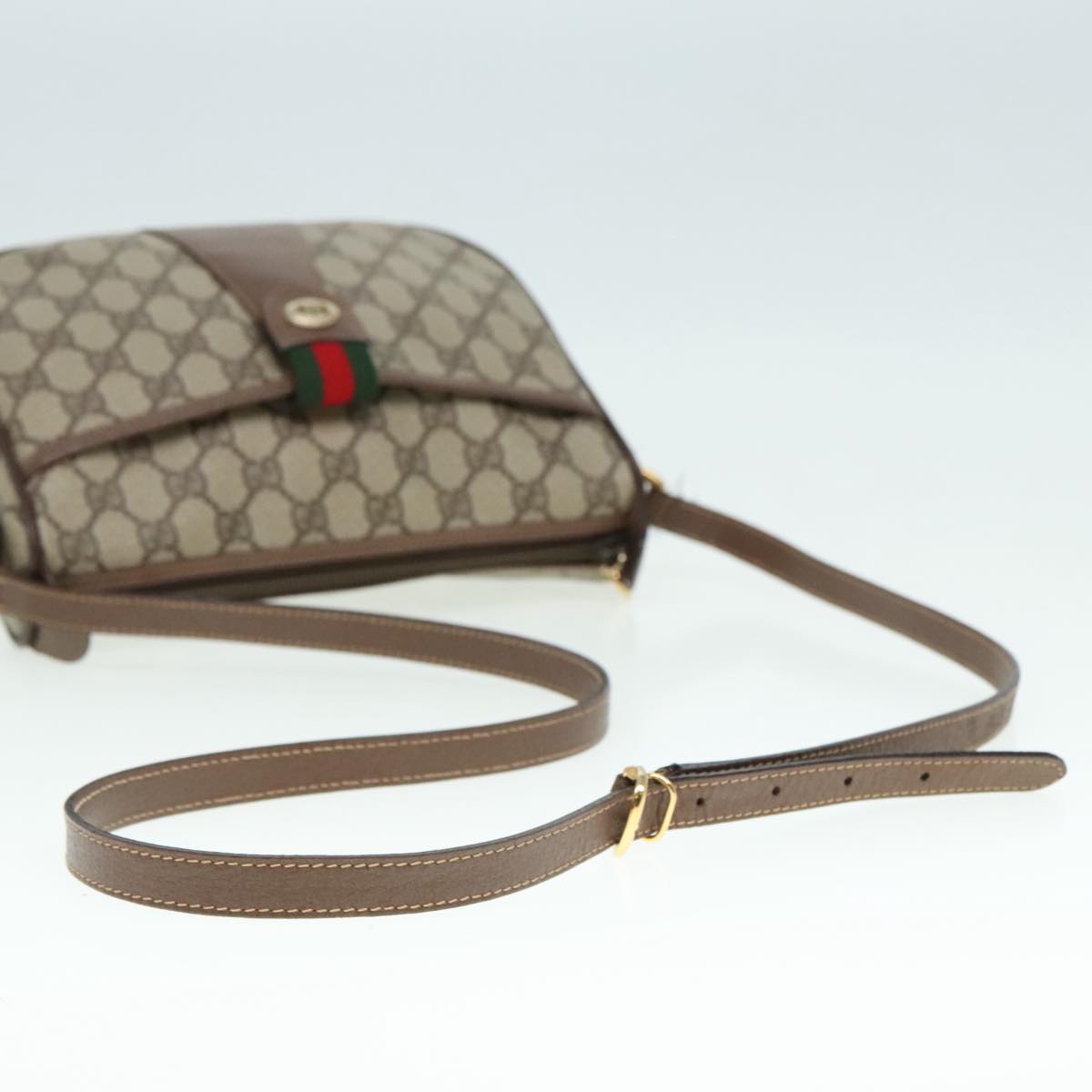 GUCCI GG Supreme Web Sherry Line Shoulder Bag PVC Beige 001 754 6177 91653