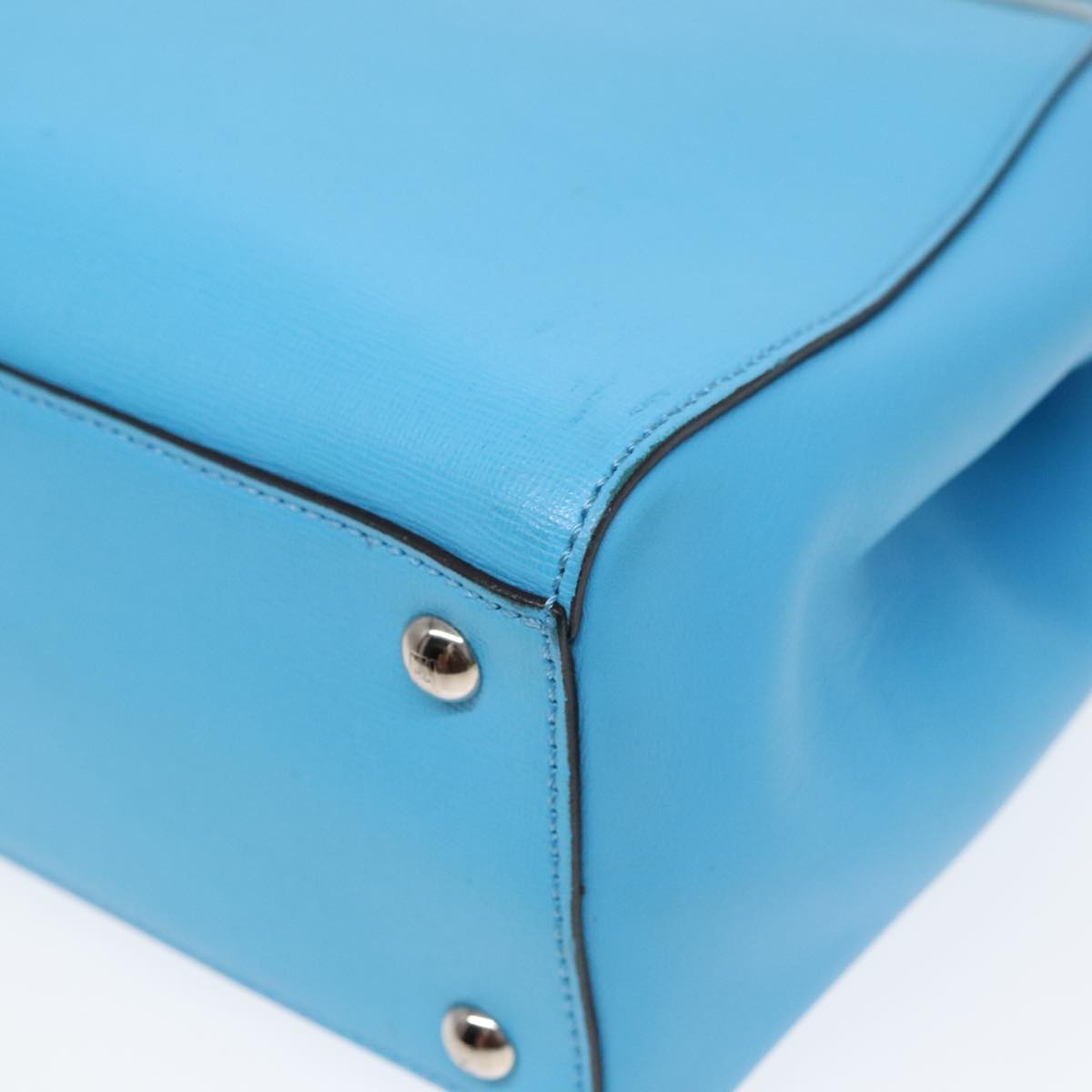 FENDI To joule Hand Bag Leather 2way Blue Silver 91658