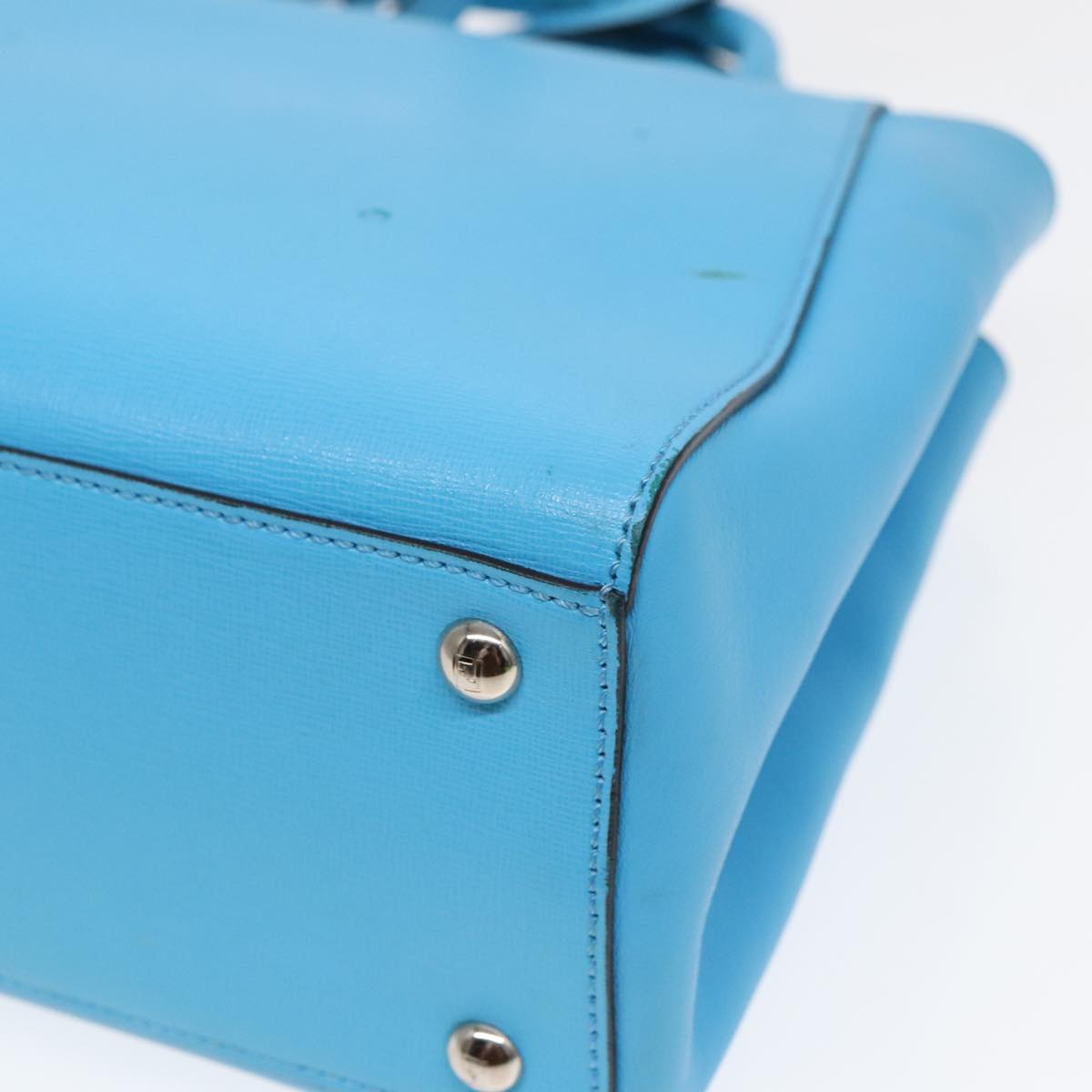 FENDI To joule Hand Bag Leather 2way Blue Silver 91658