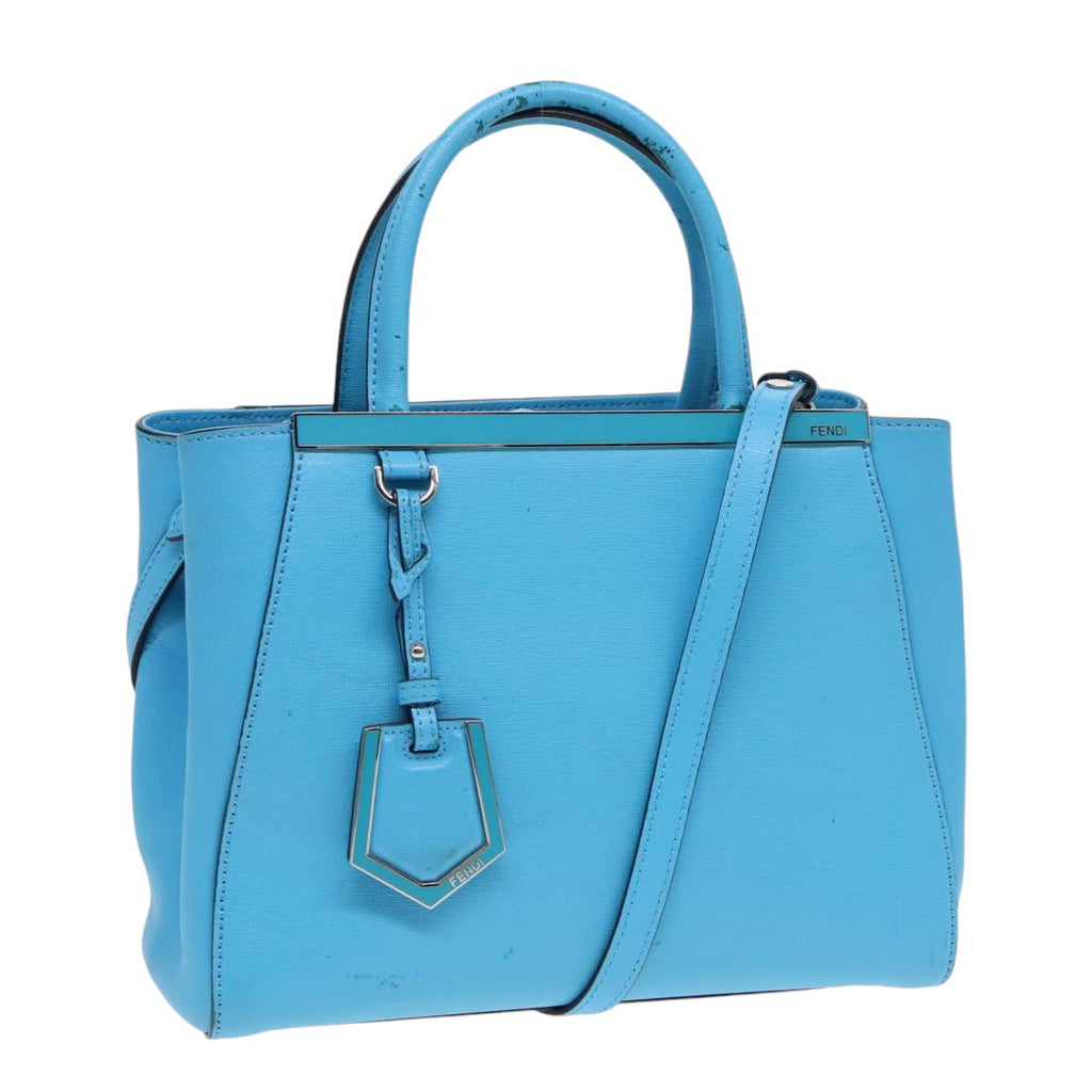 FENDI To joule Hand Bag Leather 2way Blue Silver 91658