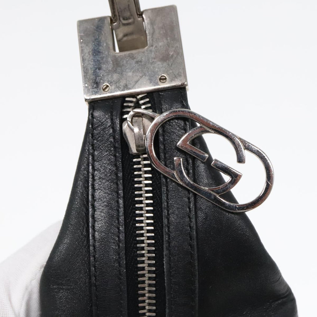 GUCCI Shoulder Bag Leather Black Silver 001 3814 91702