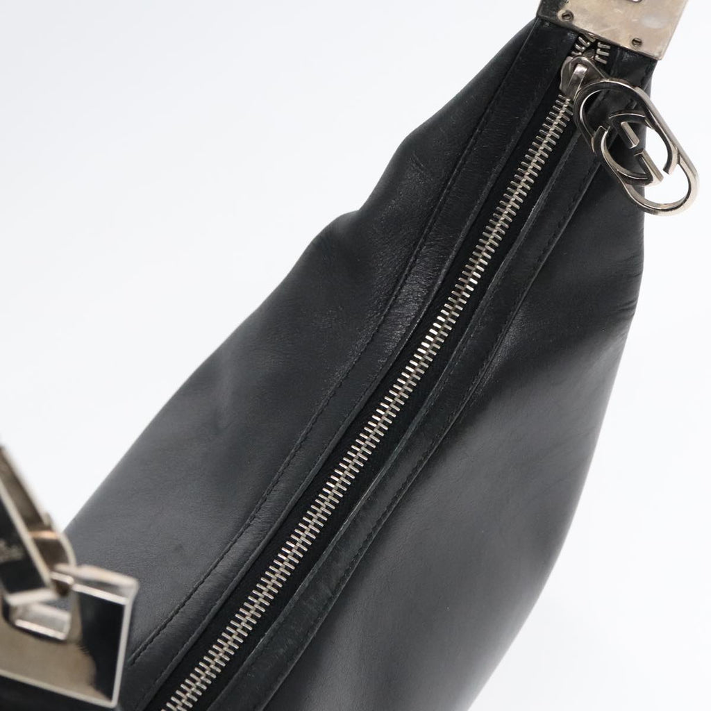 GUCCI Shoulder Bag Leather Black Silver 001 3814 91702