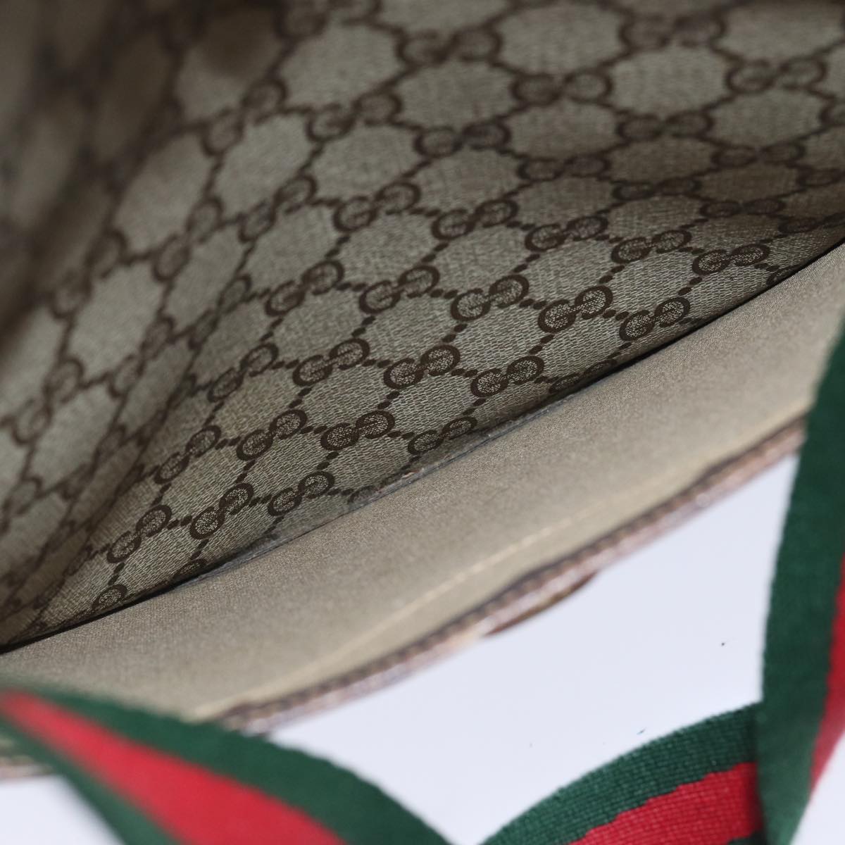 GUCCI GG Supreme Web Sherry Line Tote Bag PVC Leather Beige 39 02 003 91706