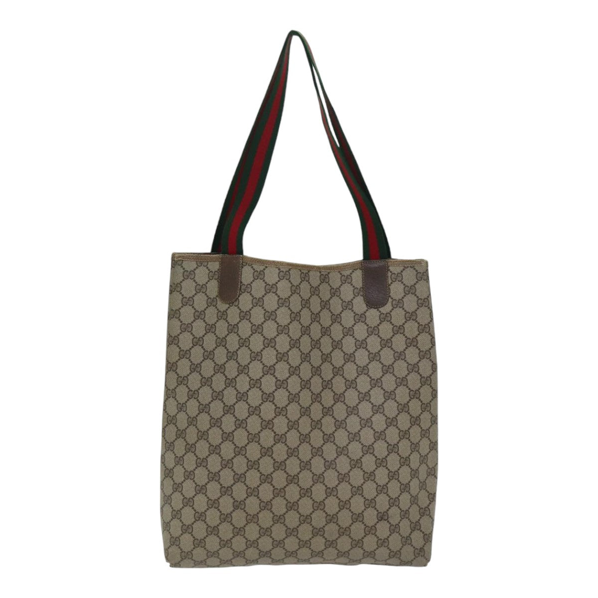 GUCCI GG Supreme Web Sherry Line Tote Bag PVC Leather Beige 39 02 003 91706