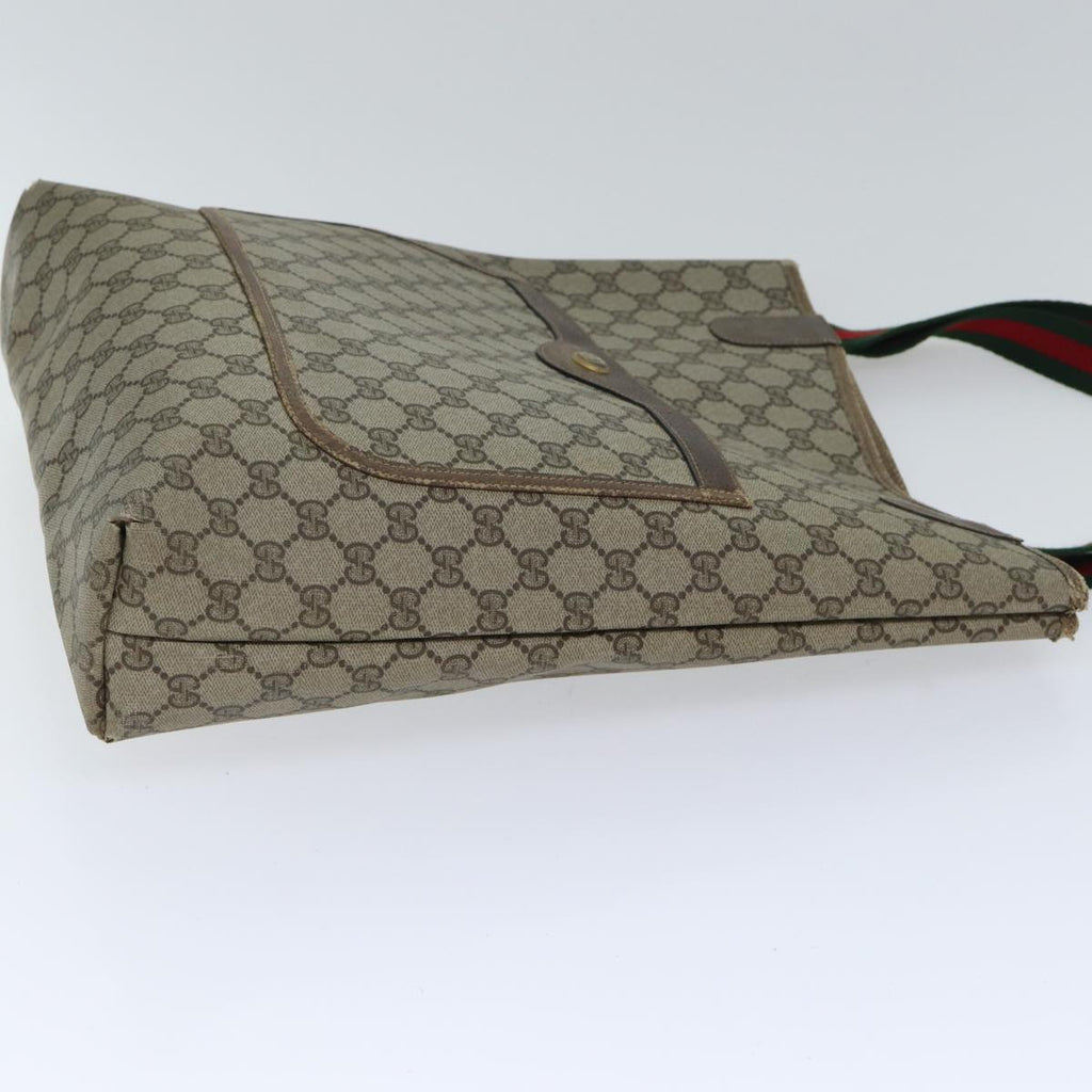 GUCCI GG Supreme Web Sherry Line Tote Bag PVC Leather Beige 39 02 003 91706