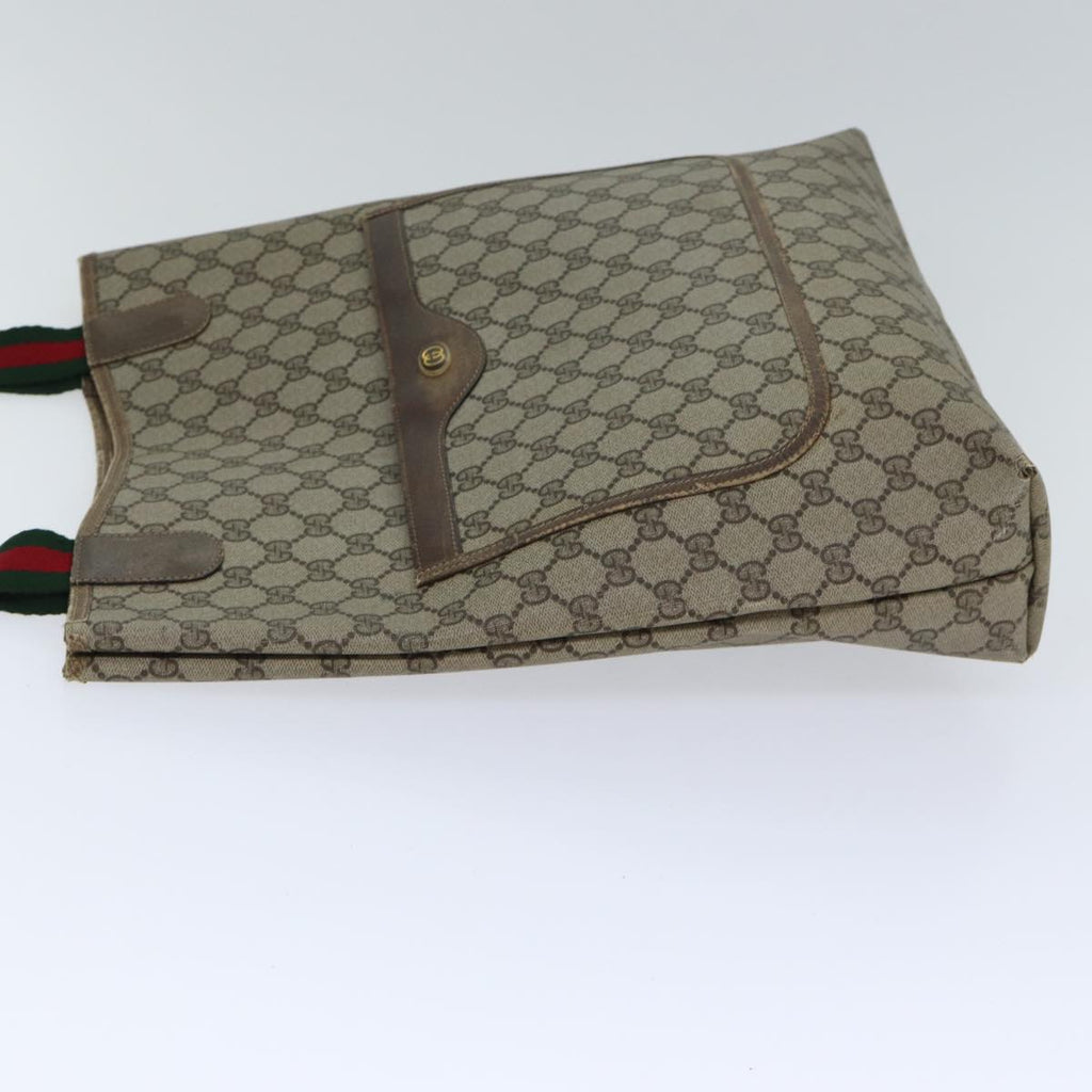 GUCCI GG Supreme Web Sherry Line Tote Bag PVC Leather Beige 39 02 003 91706