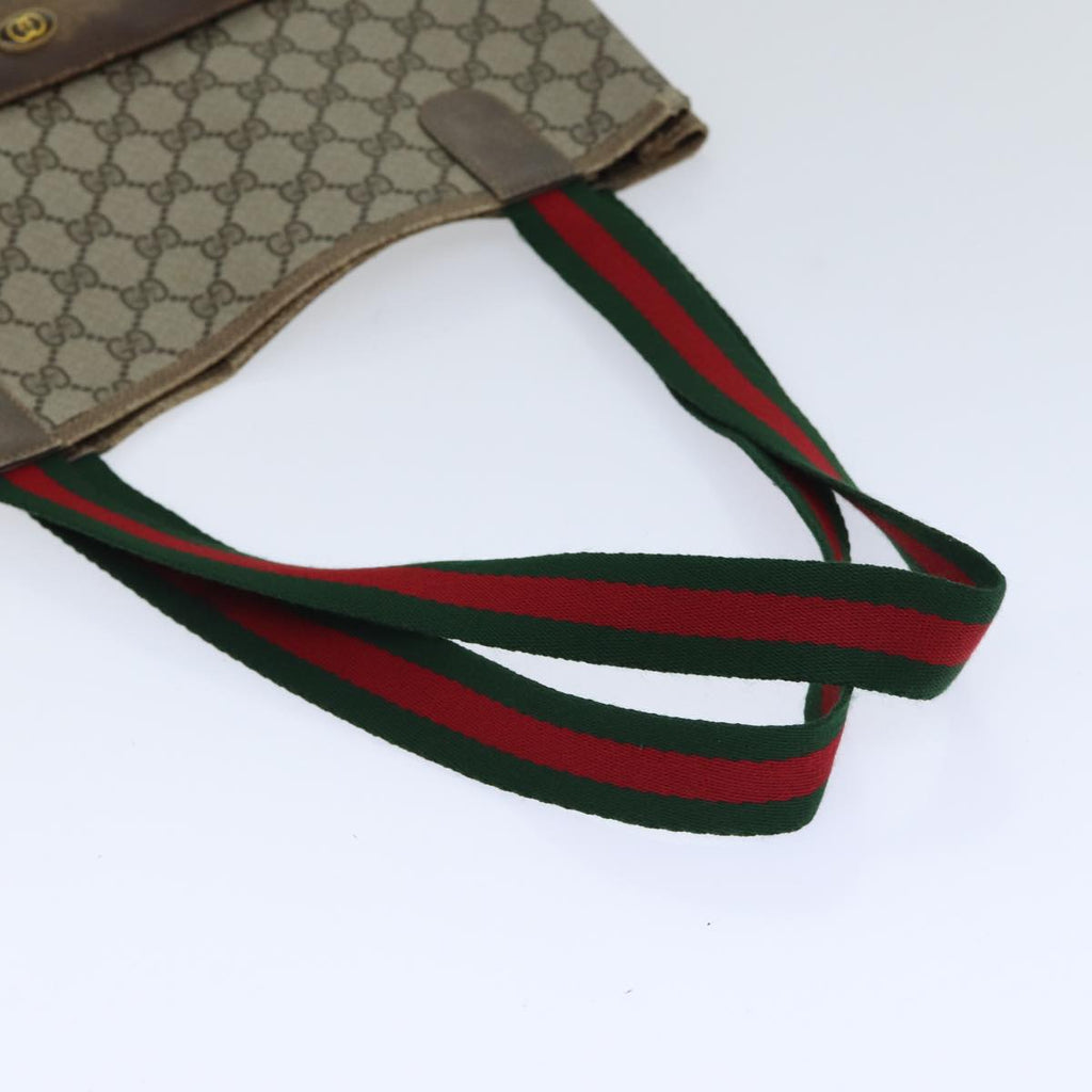 GUCCI GG Supreme Web Sherry Line Tote Bag PVC Leather Beige 39 02 003 91706