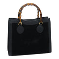 GUCCI Bamboo Hand Bag Suede Black Gold 002 1095 0260 91707