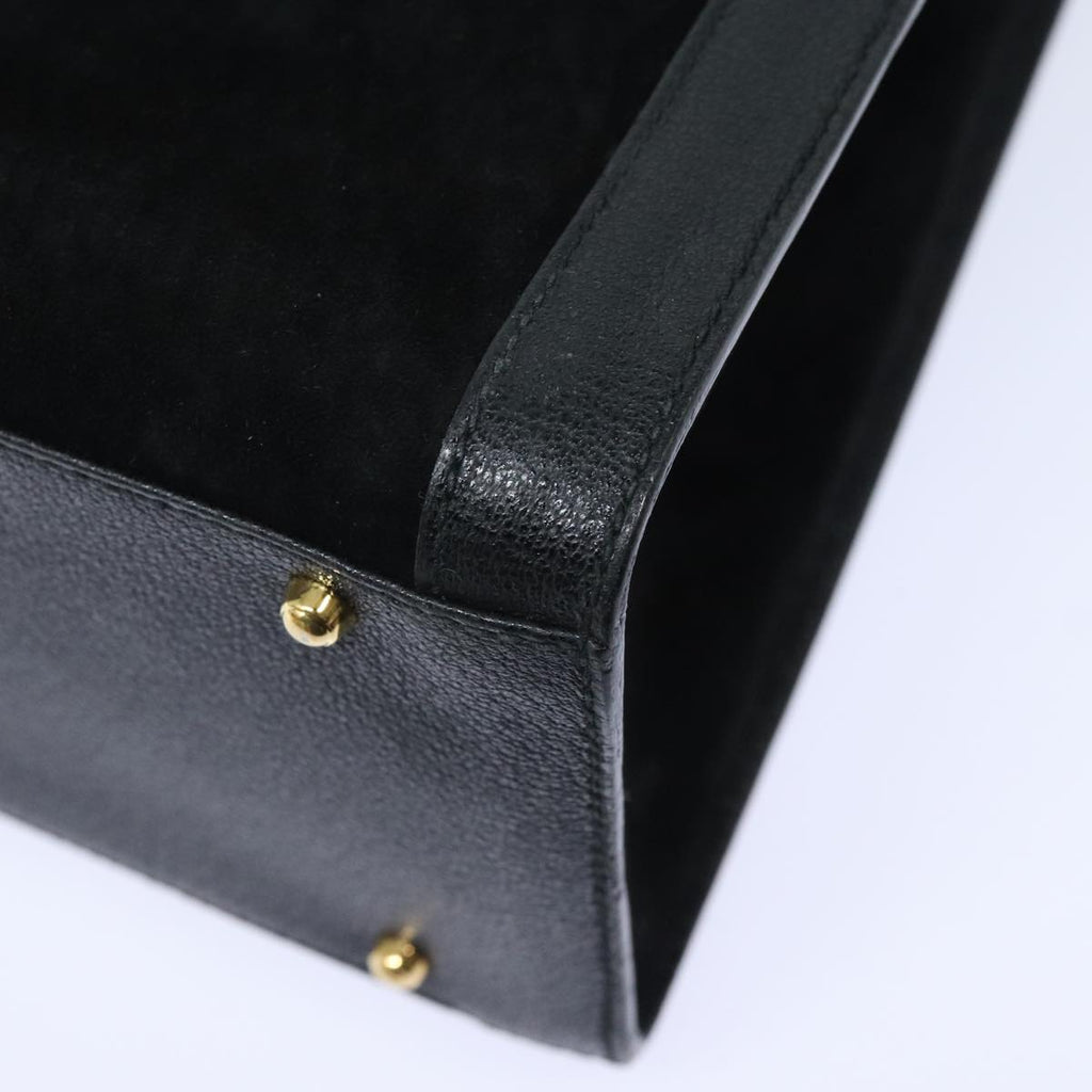 GUCCI Bamboo Hand Bag Suede Black Gold 002 1095 0260 91707