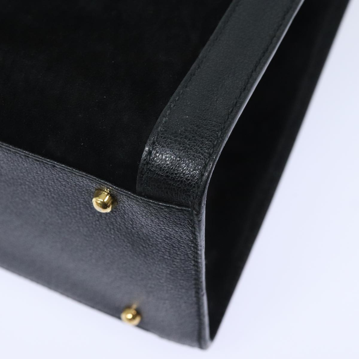 GUCCI Bamboo Hand Bag Suede Black Gold 002 1095 0260 91707