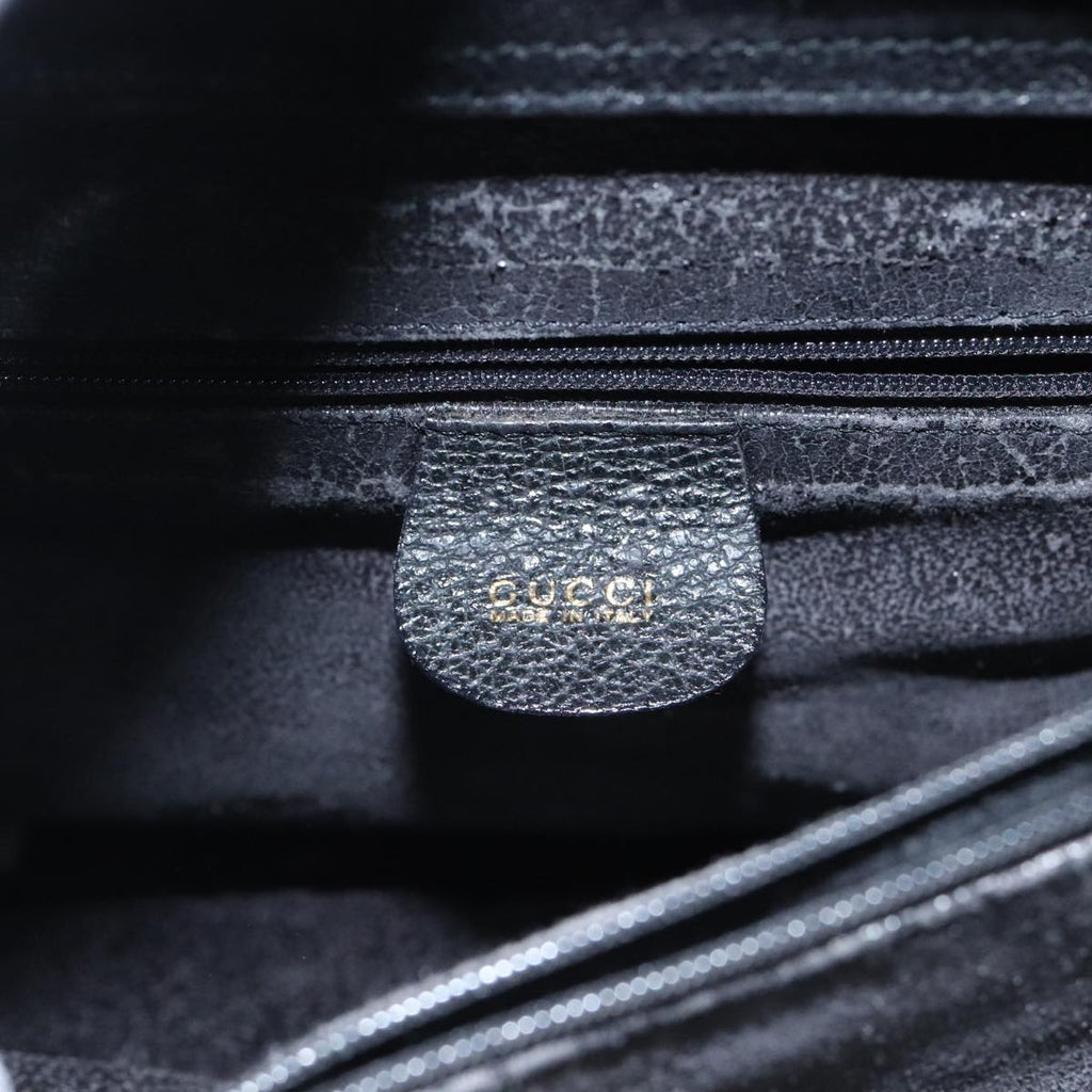 GUCCI Bamboo Hand Bag Suede Black Gold 002 1095 0260 91707