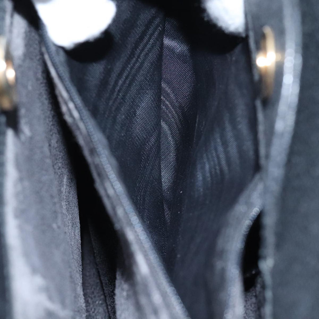 GUCCI Bamboo Hand Bag Suede Black Gold 002 1095 0260 91707
