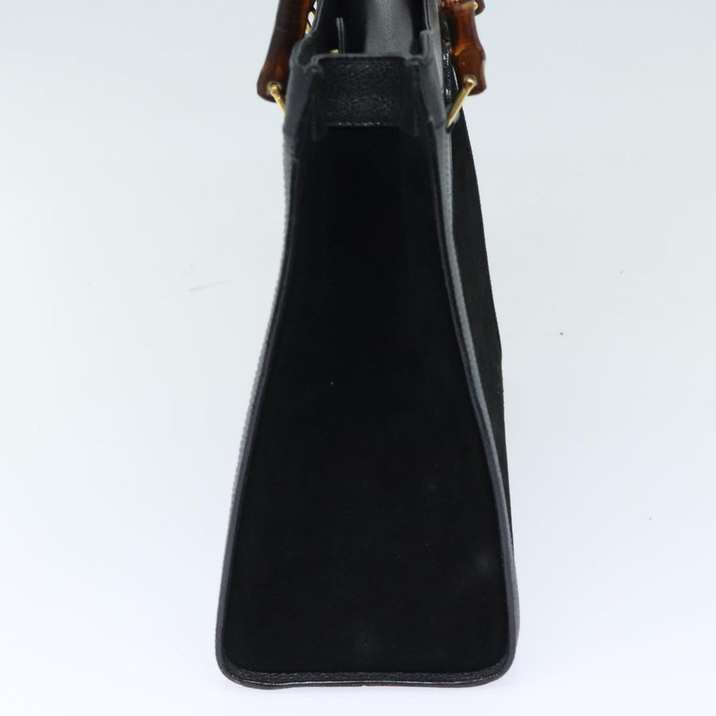 GUCCI Bamboo Hand Bag Suede Black Gold 002 1095 0260 91707